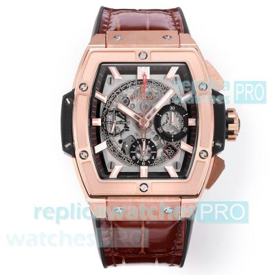 Swiss 4700 1-1 Clone Hublot Spirit of Big Bang Grey Chronograph Dial Rose Gold Watch 
